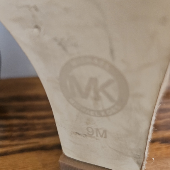 💜MICHAEL KORS Black Patent Leather Sandal Wedge w Peekaboo Toe Ankle Straps - Picture 10 of 12